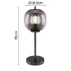 LED Tischlampe mit Rauchglas Lampenschirm Metall Schwarz, Höhe 45cm