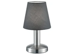 LED Tischlampe mit Stoff Lampenschirm Grau & Touchfunktion dimmbar, Höhe 24cm