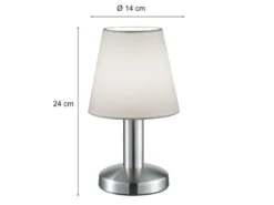 LED Tischlampe mit Stoff Lampenschirm Weiß & Touchfunktion dimmbar, Höhe 24cm