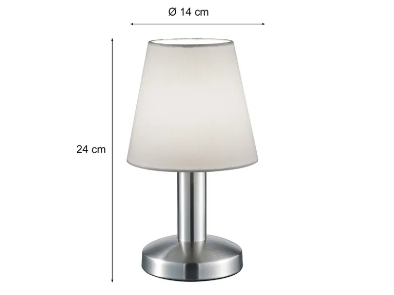 LED Tischlampe mit Stoff Lampenschirm Weiß & Touchfunktion dimmbar, Höhe 24cm