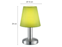 LED Tischlampe mit Stoff Lampenschirm Grün & Touchfunktion dimmbar, Höhe 24cm