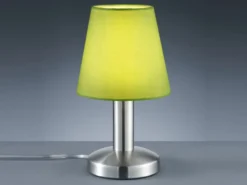 LED Tischlampe mit Stoff Lampenschirm Grün & Touchfunktion dimmbar, Höhe 24cm