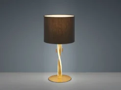 LED Tischlampe mit Stoffschirm Schwarz und beleuchtetem Gestell, Höhe 62cm