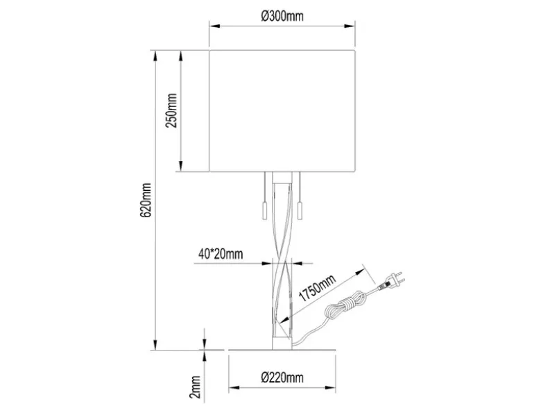 LED Tischlampe mit Stoffschirm Schwarz und beleuchtetem Gestell, Höhe 62cm