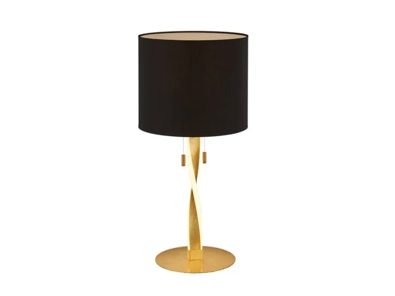 LED Tischlampe mit Stoffschirm Schwarz und beleuchtetem Gestell, Höhe 62cm