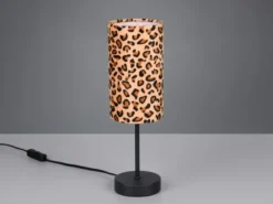 LED Tischlampe mit Stoffschirm Leopardenmuster, Höhe 36,5cm