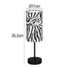 LED Tischlampe mit Stoffschirm Zebramuster, Höhe 36,5cm