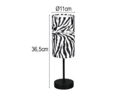 LED Tischlampe mit Stoffschirm Zebramuster, Höhe 36,5cm