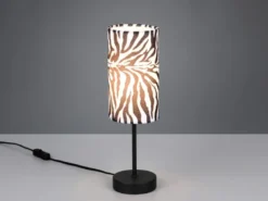 LED Tischlampe mit Stoffschirm Zebramuster, Höhe 36,5cm