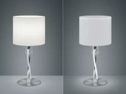 LED Tischlampe mit Stoffschirm Weiß und beleuchtetem Gestell, Höhe 62cm