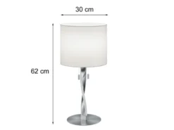 LED Tischlampe mit Stoffschirm Weiß und beleuchtetem Gestell, Höhe 62cm