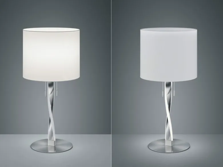 LED Tischlampe NANDOR mit Stoffschirm weiß und beleuchtetem Gestell, Höhe 62cm