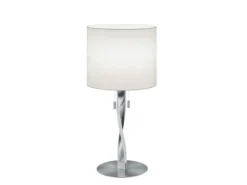 LED Tischlampe NANDOR mit Stoffschirm weiß und beleuchtetem Gestell, Höhe 62cm