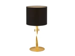 LED Tischlampe NANDOR Stoffschirm schwarz und beleuchtetem Gestell, Höhe 62cm