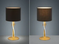 LED Tischlampe NANDOR Stoffschirm schwarz und beleuchtetem Gestell, Höhe 62cm