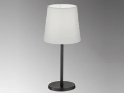 LED Tischlampe Schwarz mit Lampenschirm Stoff Weiß, Höhe 30cm