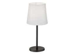 LED Tischlampe Schwarz mit Lampenschirm Stoff Weiß, Höhe 30cm