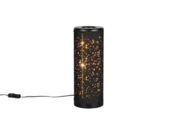 LED Tischlampe TACO mit Starlight Effekt, Stoff Schwarz Gold, Höhe 34cm