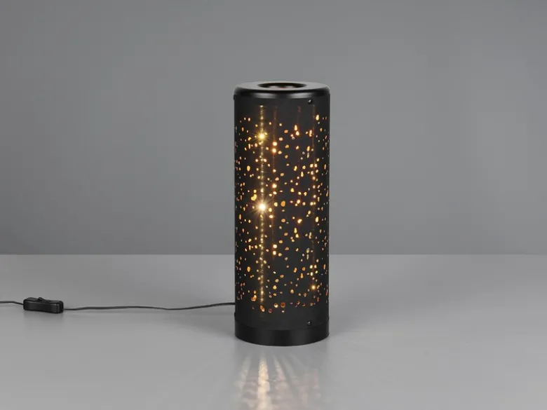 LED Tischlampe TACO mit Starlight Effekt, Stoff Schwarz Gold, Höhe 34cm
