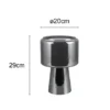 LED Tischleuchte aus Glas Silber Chrom mit Stoffschirm innen, Höhe 29cm