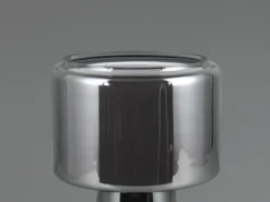 LED Tischleuchte aus Glas Silber Chrom mit Stoffschirm innen, Höhe 29cm