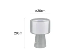 LED Tischleuchte aus Glas Transparent mit Stoffschirm innen, Höhe 29cm