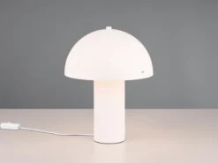 LED Tischleuchte aus Metall Weiß, Lampenschirm mit Dekorstanzung, Höhe 33 cm