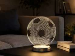 LED Tischleuchte BALL 3D Fußball Lichtfarbe einstellbar Höhe 22cm