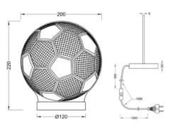 LED Tischleuchte BALL 3D Fußball Lichtfarbe einstellbar Höhe 22cm