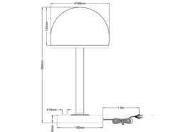 LED Tischleuchte BERLIN Silber mit Glas Lampenschirm dimmbar, Höhe 39cm