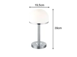 LED Tischleuchte BERLIN Silber mit Glas Lampenschirm dimmbar, Höhe 39cm