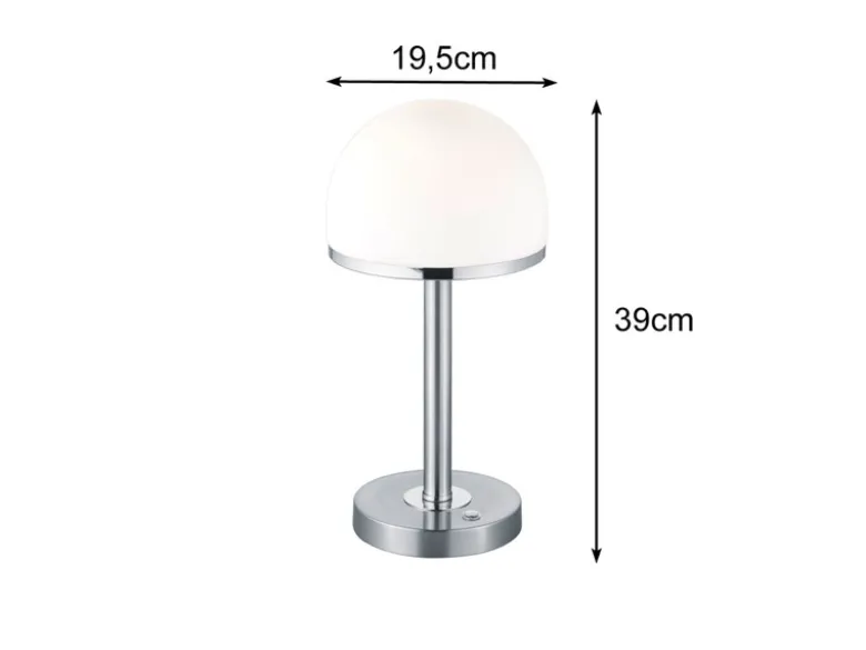 LED Tischleuchte BERLIN Silber mit Glas Lampenschirm dimmbar, Höhe 39cm