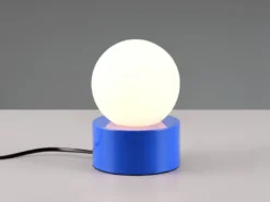 LED Tischleuchte Blau mit Touch-Funktion & Glaskugel Weiß, Höhe 17cm