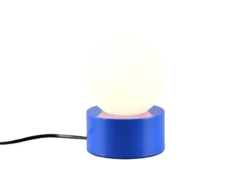LED Tischleuchte Blau mit Touch-Funktion & Glaskugel Weiß, Höhe 17cm