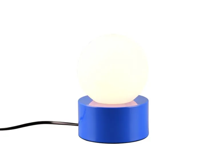 LED Tischleuchte Blau mit Touch-Funktion & Glaskugel Weiß, Höhe 17cm