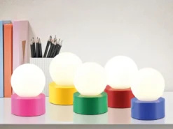 LED Tischleuchte Blau mit Touch-Funktion & Glaskugel Weiß, Höhe 17cm