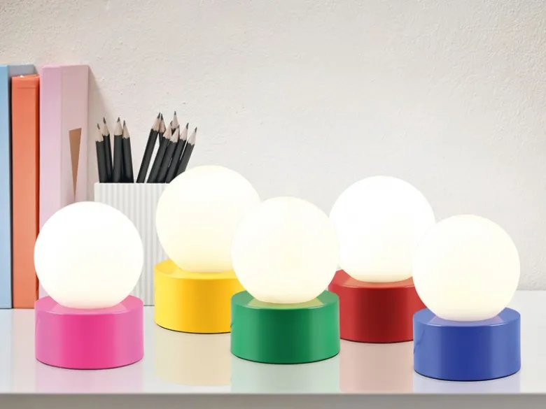 LED Tischleuchte Blau mit Touch-Funktion & Glaskugel Weiß, Höhe 17cm