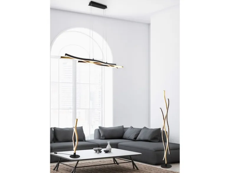 LED Tischleuchte BLAZE Lichtfarbe einstellbar dimmbar Schwarz Gold, Höhe 48cm