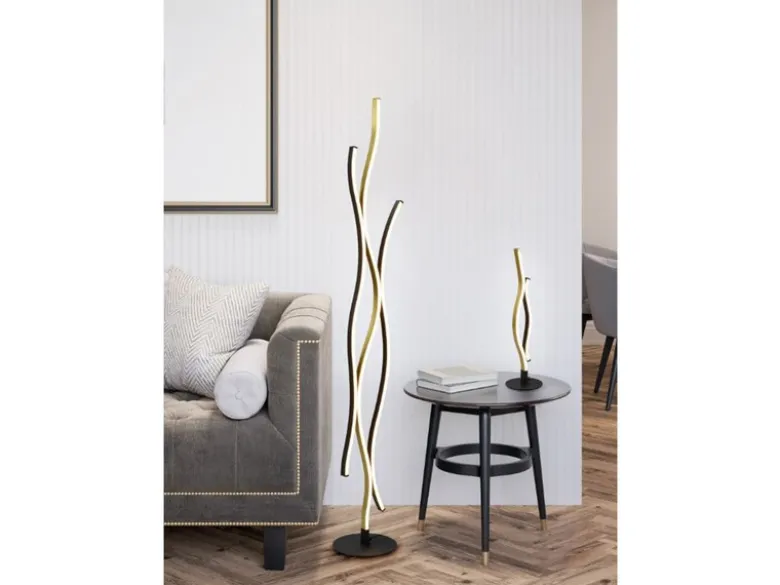 LED Tischleuchte BLAZE Lichtfarbe einstellbar dimmbar Schwarz Gold, Höhe 48cm