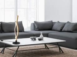 LED Tischleuchte BLAZE Lichtfarbe einstellbar dimmbar Schwarz Gold, Höhe 48cm