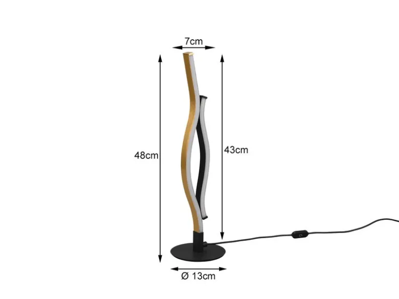 LED Tischleuchte BLAZE Lichtfarbe einstellbar dimmbar Schwarz Gold, Höhe 48cm