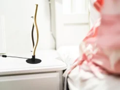 LED Tischleuchte BLAZE Lichtfarbe einstellbar dimmbar Schwarz Gold, Höhe 48cm