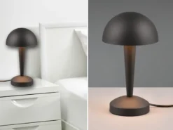 LED Tischleuchte CANARIA aus Metall mit Touchfunktion Schwarz Gold, Höhe 26cm