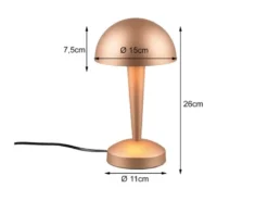 LED Tischleuchte CANARIA aus Metall mit Touchfunktion Coffee Gold, Höhe 26cm