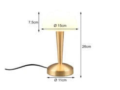 LED Tischleuchte CANARIA mit Glasschirm Touchfunktion Messing, Höhe 26cm
