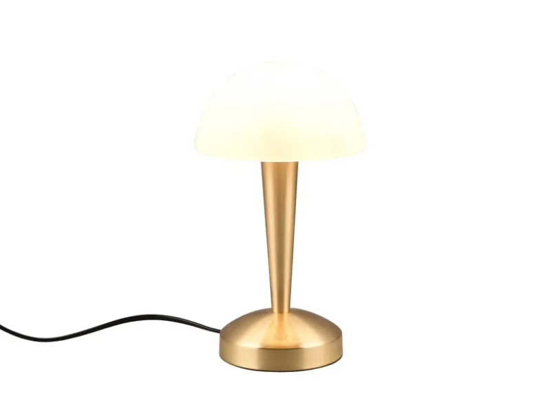 LED Tischleuchte CANARIA mit Glasschirm Touchfunktion Messing, Höhe 26cm