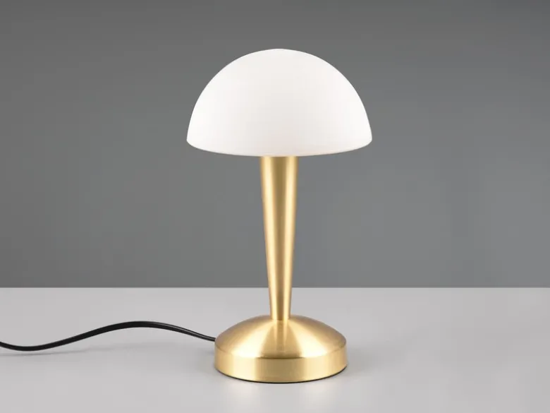 LED Tischleuchte CANARIA mit Glasschirm Touchfunktion Messing, Höhe 26cm