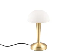 LED Tischleuchte CANARIA mit Glasschirm Touchfunktion Messing, Höhe 26cm