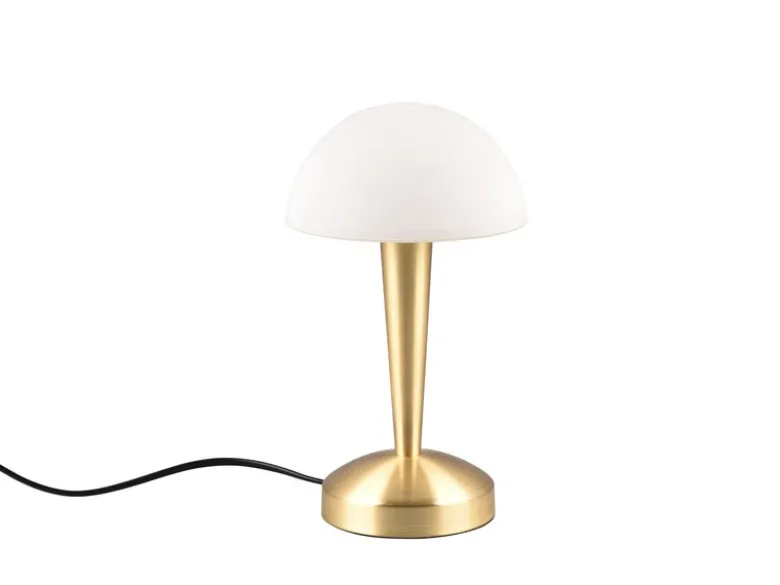 LED Tischleuchte CANARIA mit Glasschirm Touchfunktion Messing, Höhe 26cm