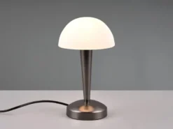 LED Tischleuchte CANARIA mit Glasschirm Touchfunktion Schwarz Chrom, Höhe 26cm